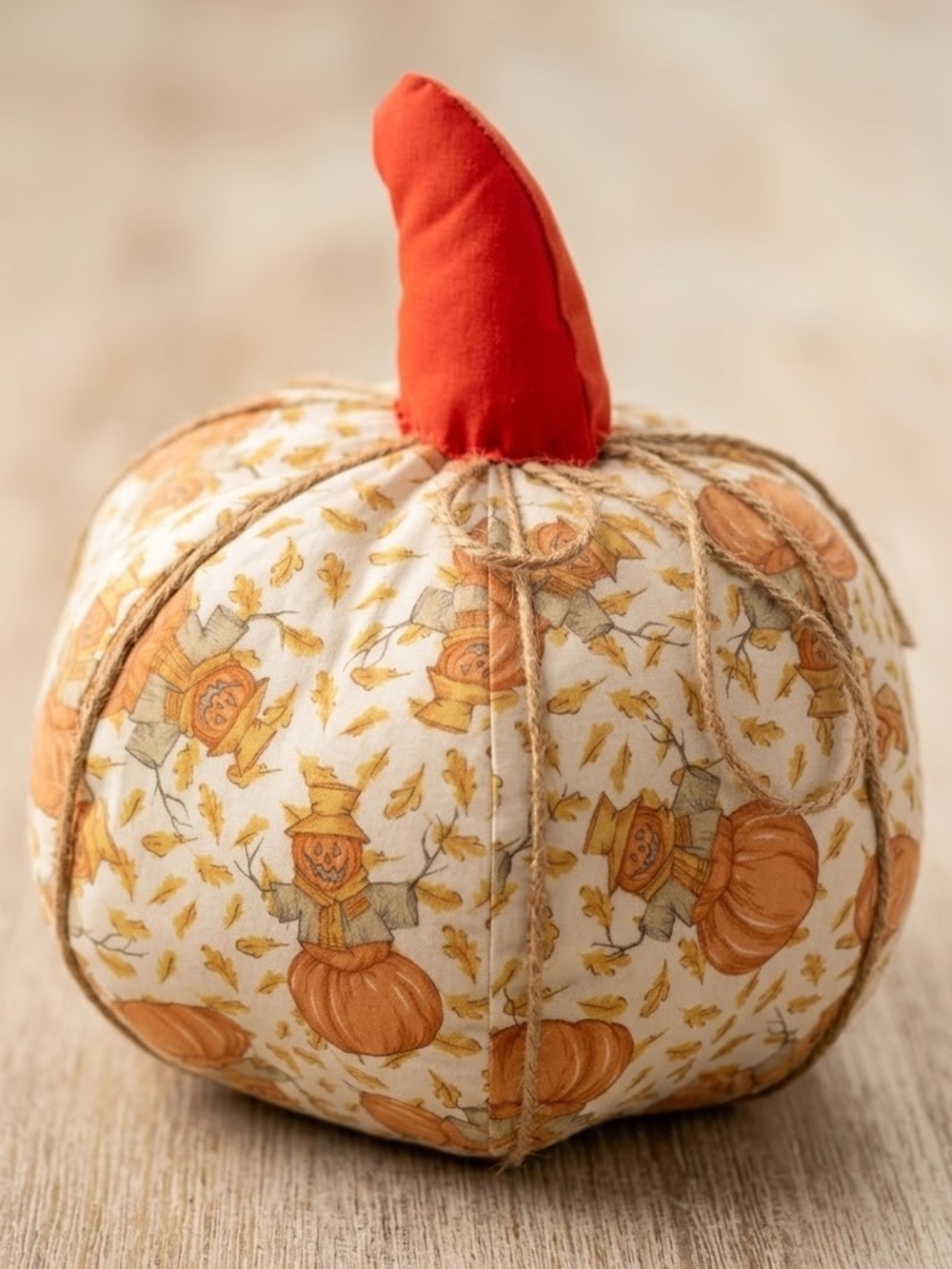Handcrafted Fabric Pumpkin Decor – Autumn Scarecrow & Fall Print